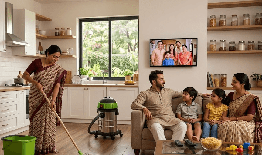 Happy family at home after hiring a trusted maid service in Patna